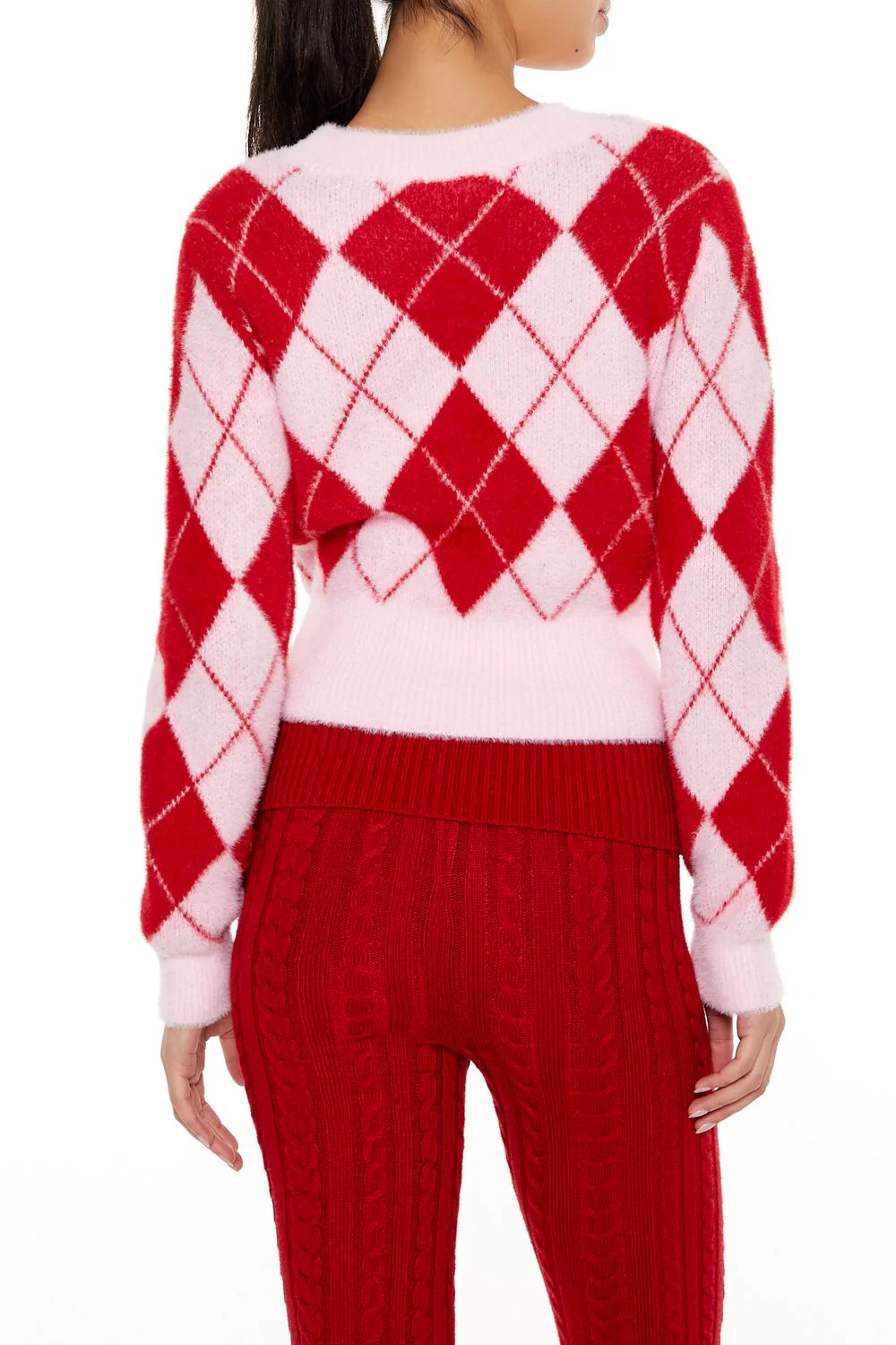 Argyle Fuzzy Knit Sweater - Image 5