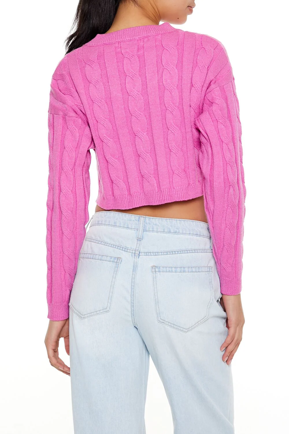 Cropped Cable Knit Sweater - Image 16