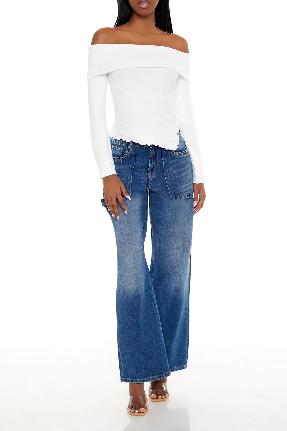 Ribbed Off-the-Shoulder Sweater - Image 2