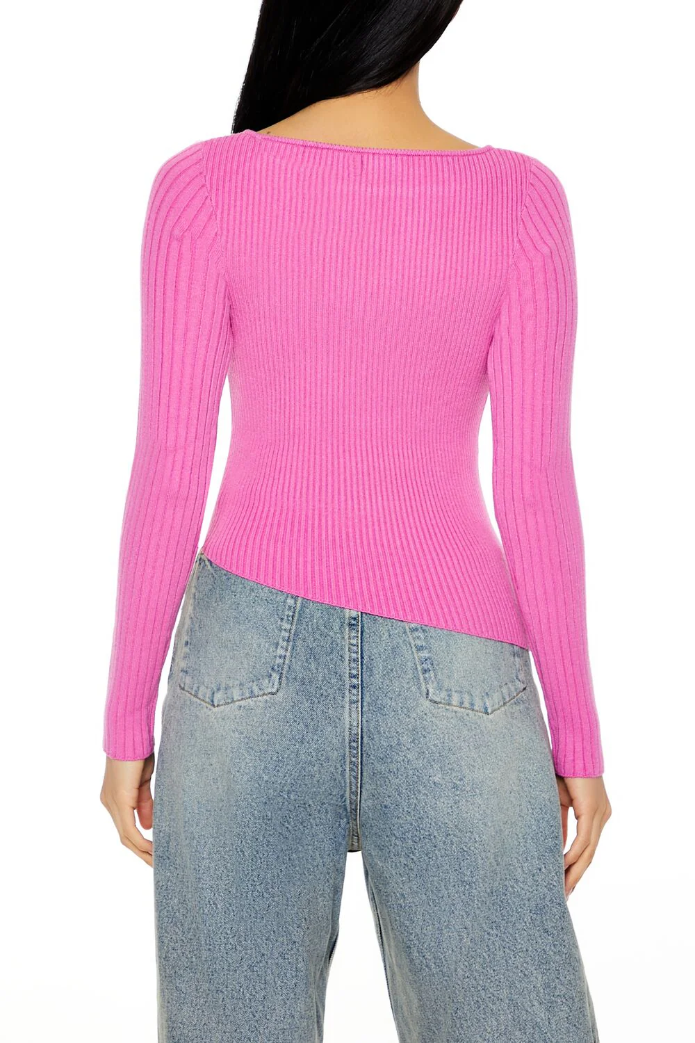 Asymmetrical Ribbed Knit Sweater - Image 10