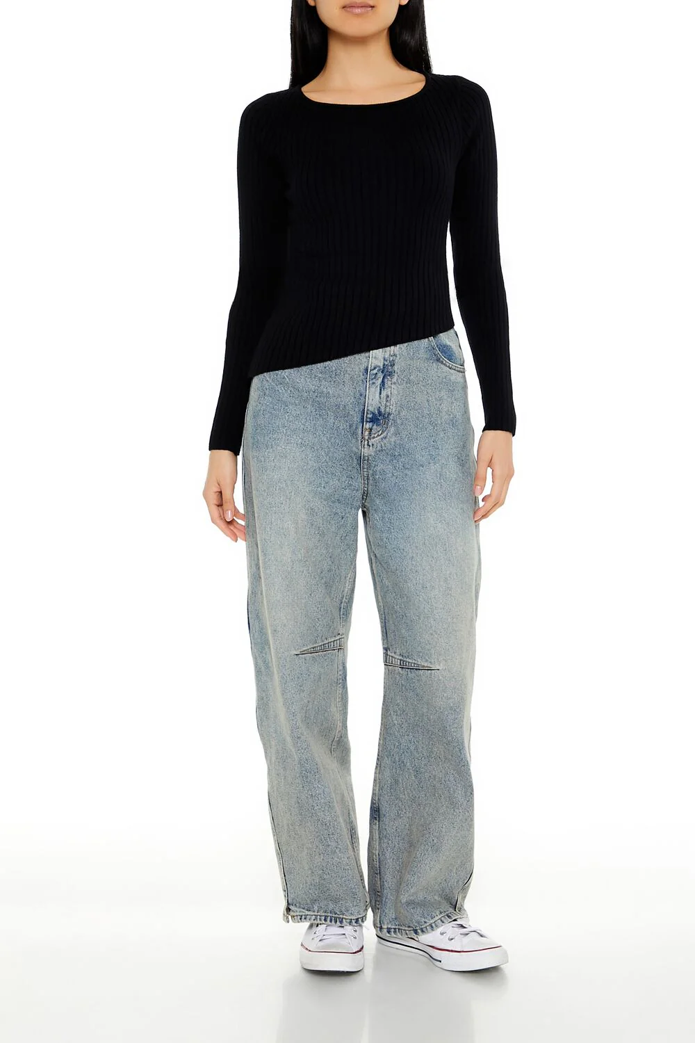Asymmetrical Ribbed Knit Sweater - Image 2