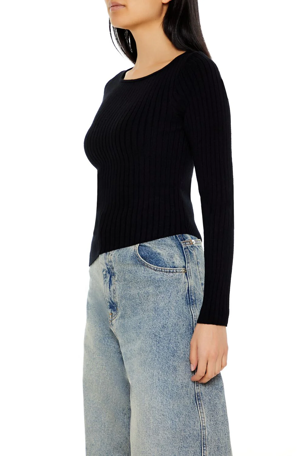 Asymmetrical Ribbed Knit Sweater - Image 4