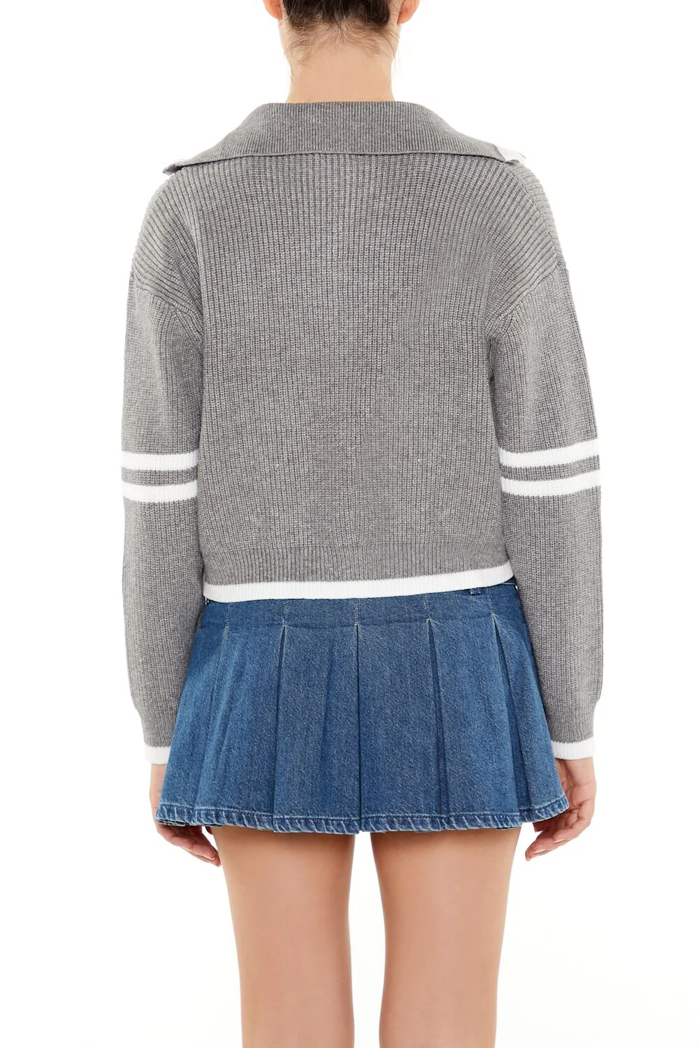 Varsity-Striped Half-Zip Sweater - Image 5
