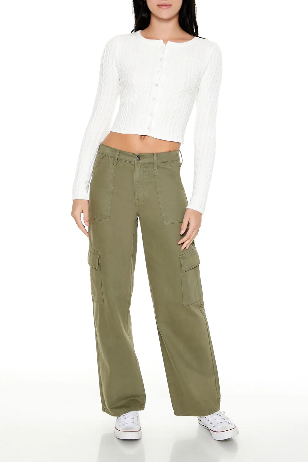 Cable Knit Cardigan Sweater - Image 2