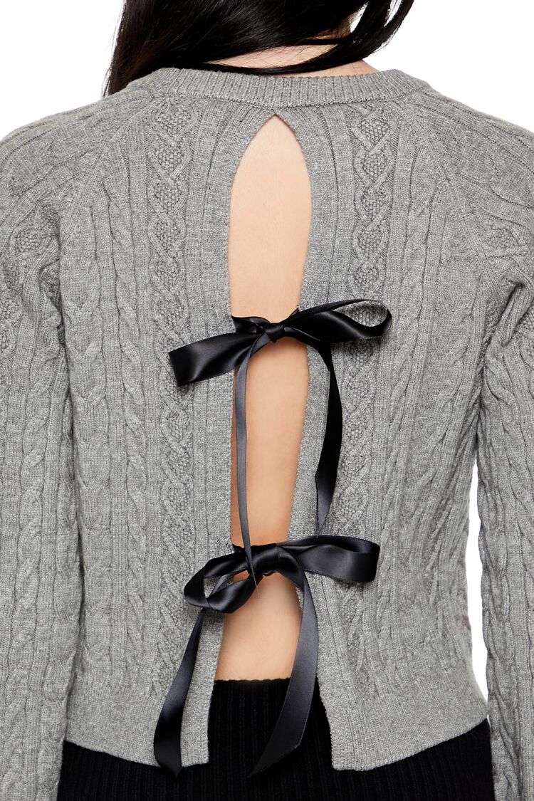 Bow Cable Knit Sweater - Image 3