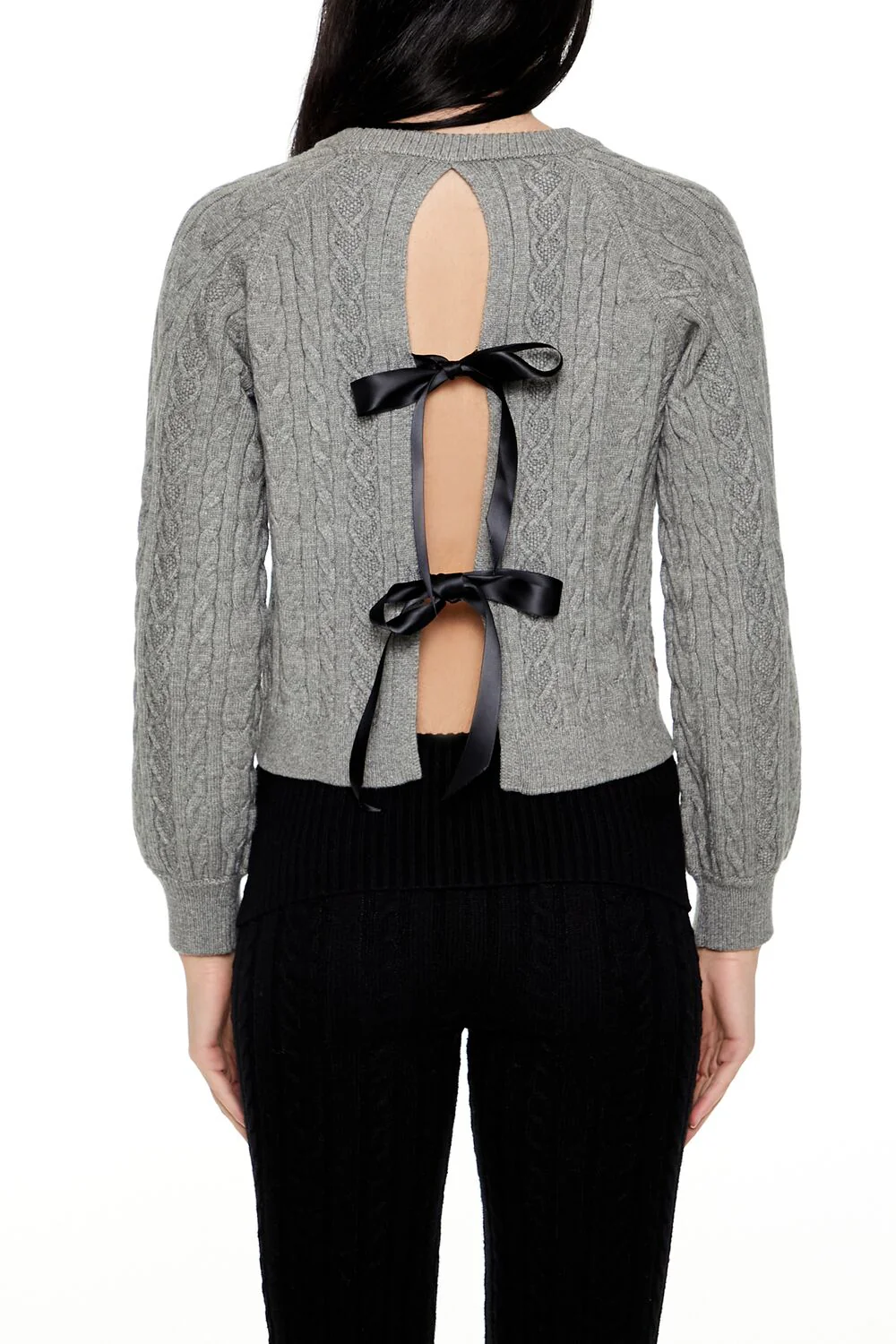 Bow Cable Knit Sweater - Image 5