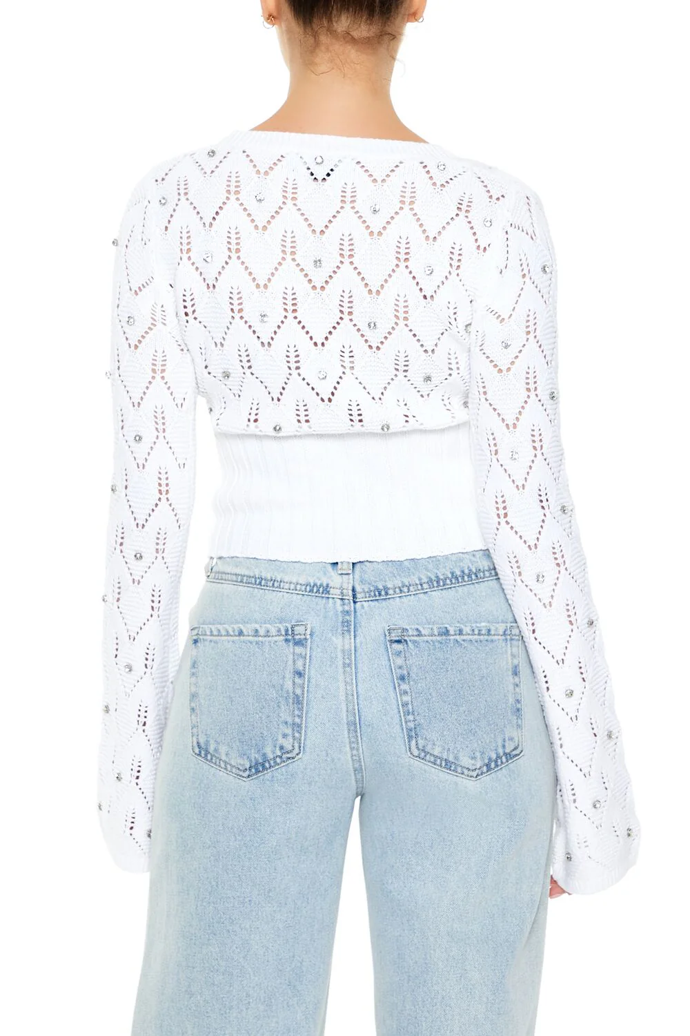 Rhinestone Cropped Sweater - Image 10