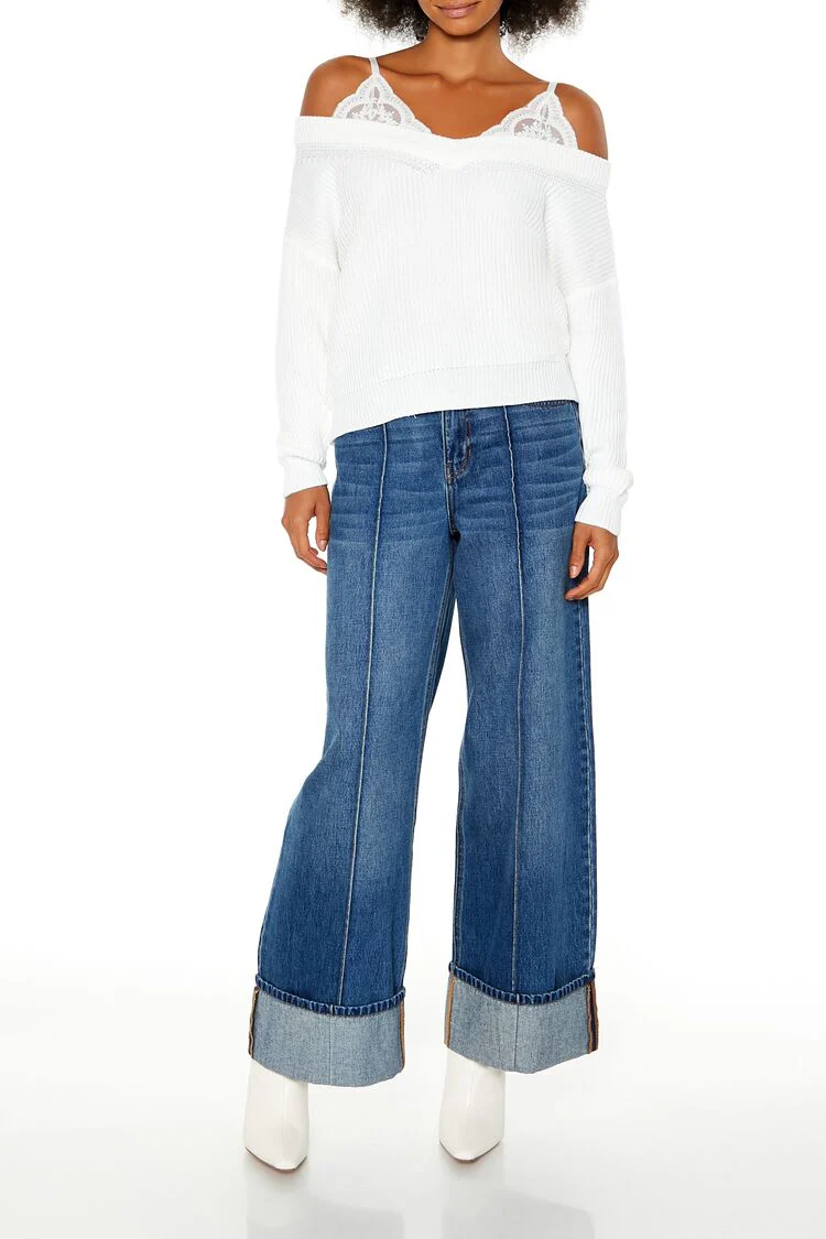 Off-the-Shoulder Combo Sweater - Image 2