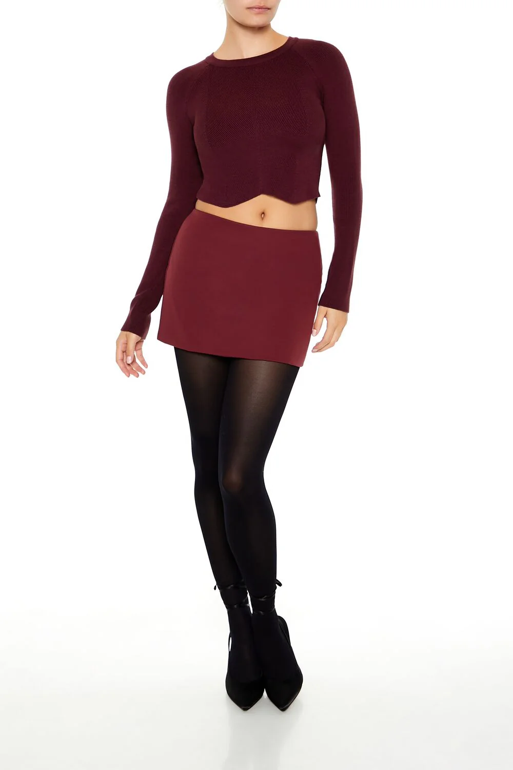 Notched Cropped Sweater - Image 2