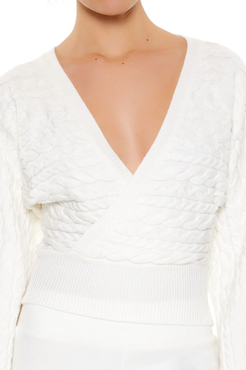 Peasant-Sleeve Cable Knit Sweater - Image 3