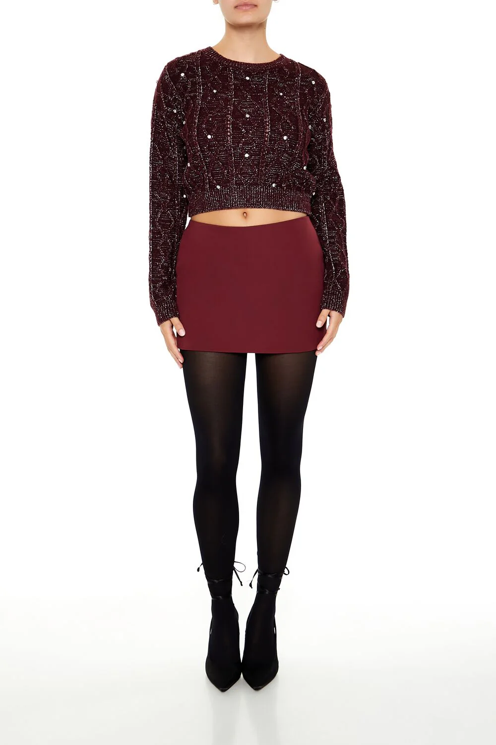 Glitter Knit Rhinestone Sweater - Image 7