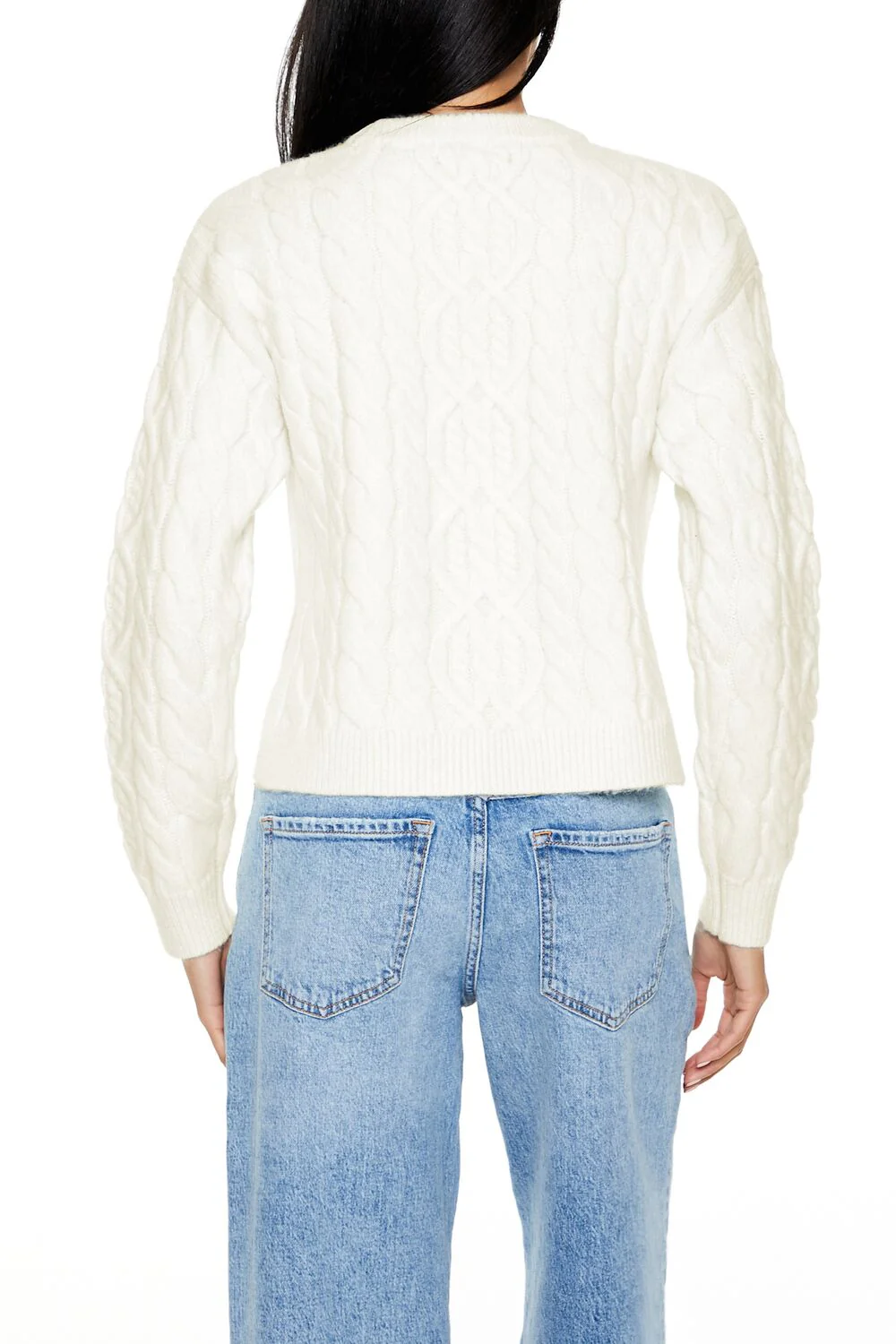 Cropped Cable Knit Sweater - Image 5