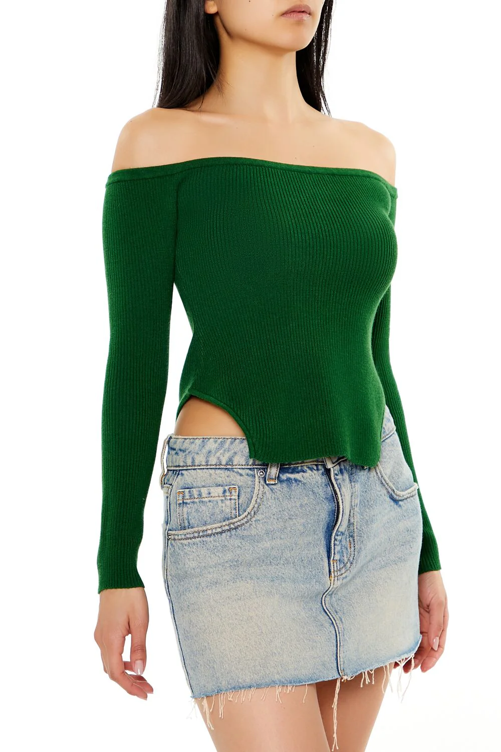 Off-the-Shoulder Cutout-Hem Sweater - Image 4