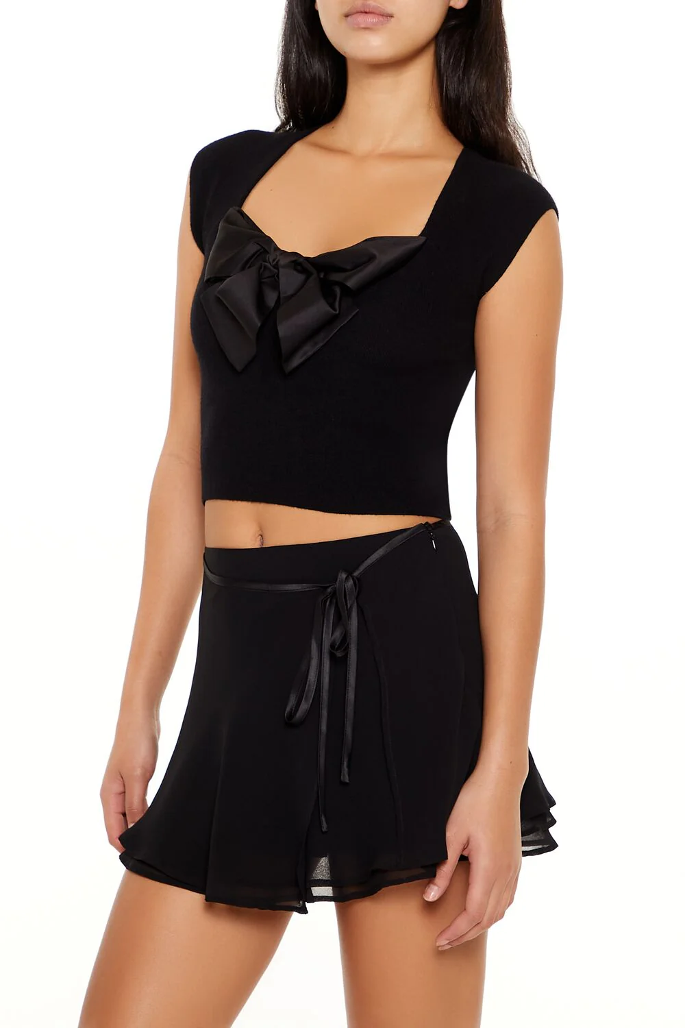 Sweater-Knit Bow Crop Top - Image 4