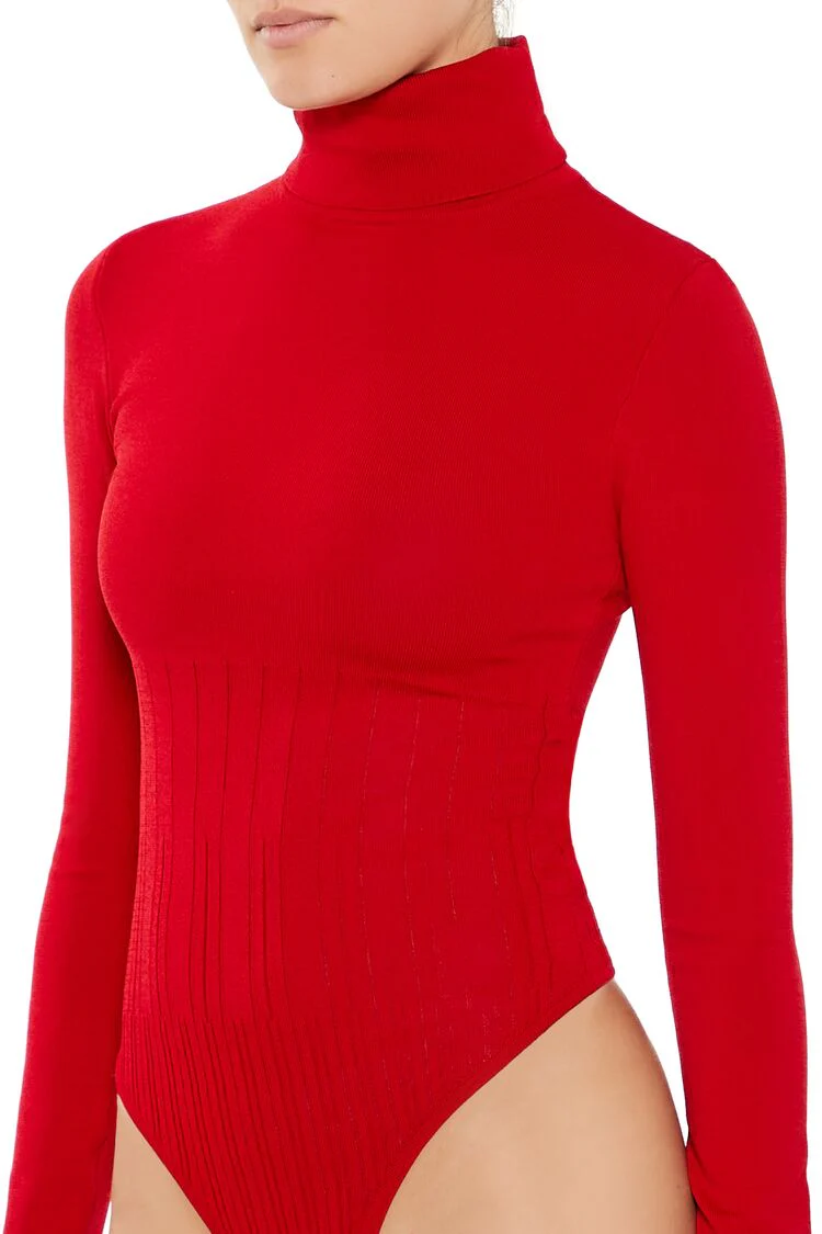 Sweater-Knit Turtleneck Bodysuit - Image 9