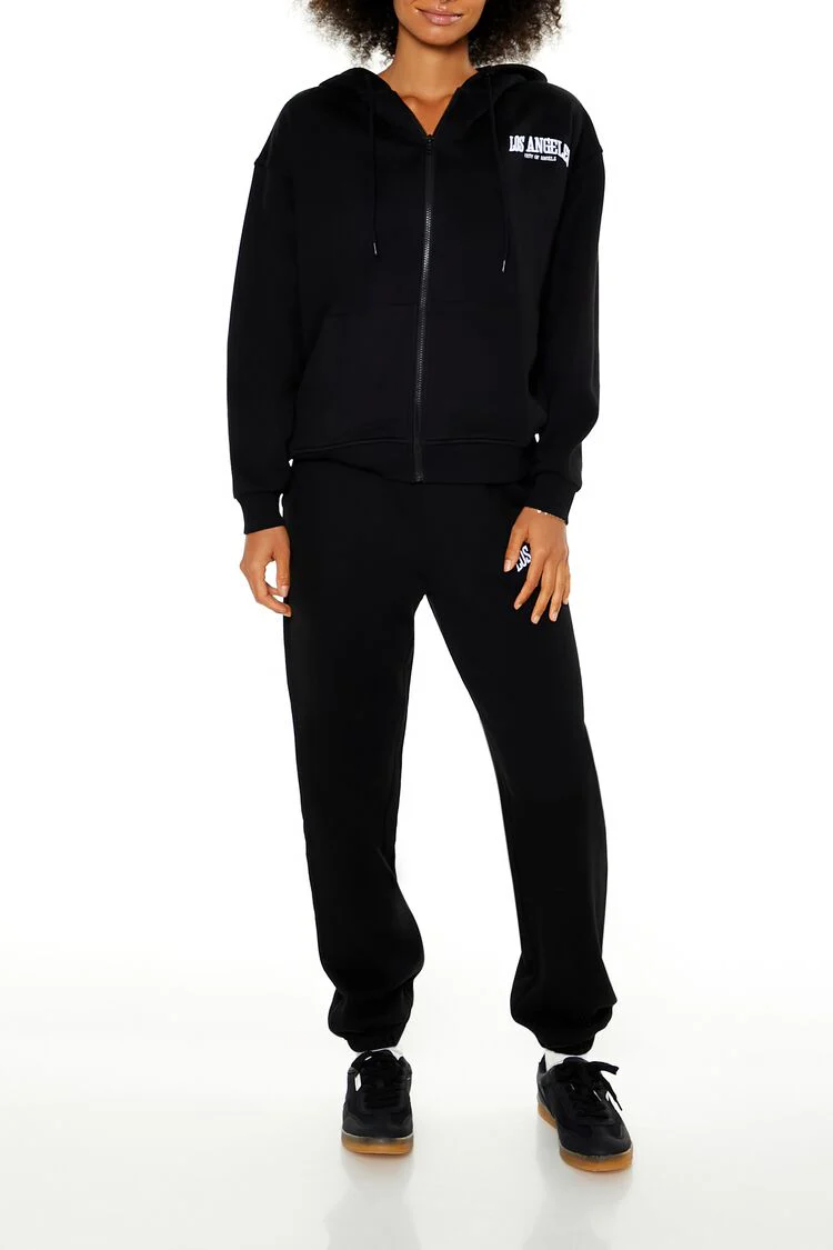 Embroidered Los Angeles Zip-Up Hoodie - Image 2