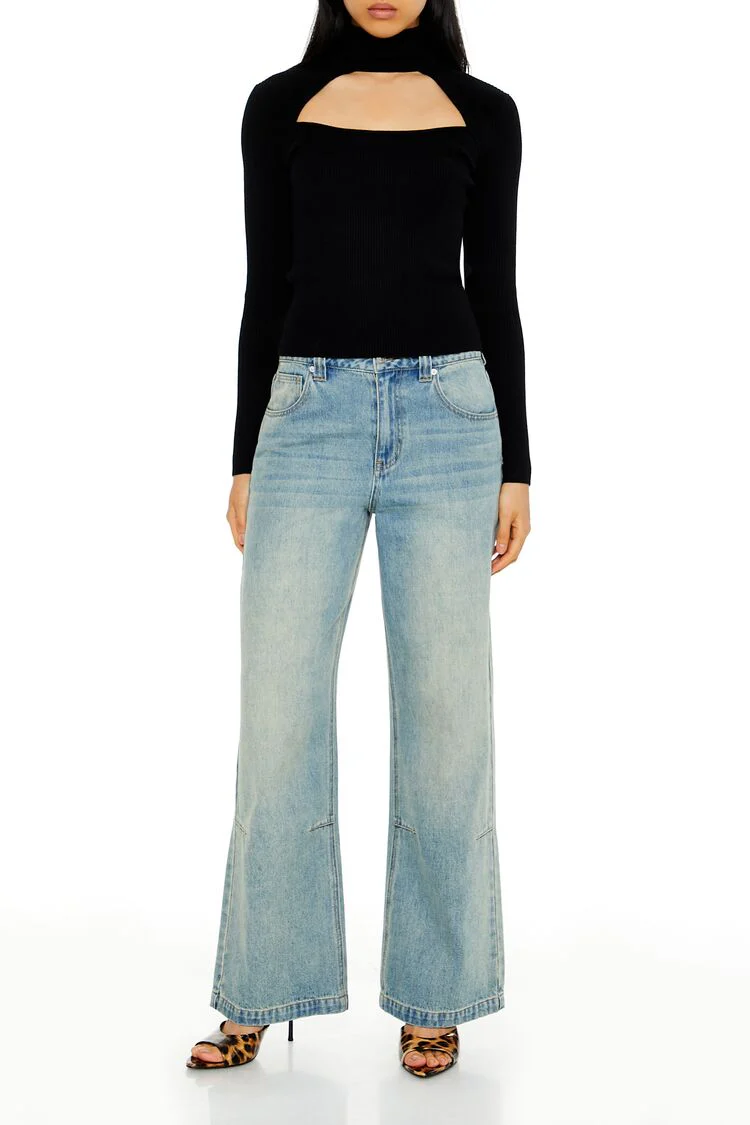 Ribbed Cutout Sweater - Image 2