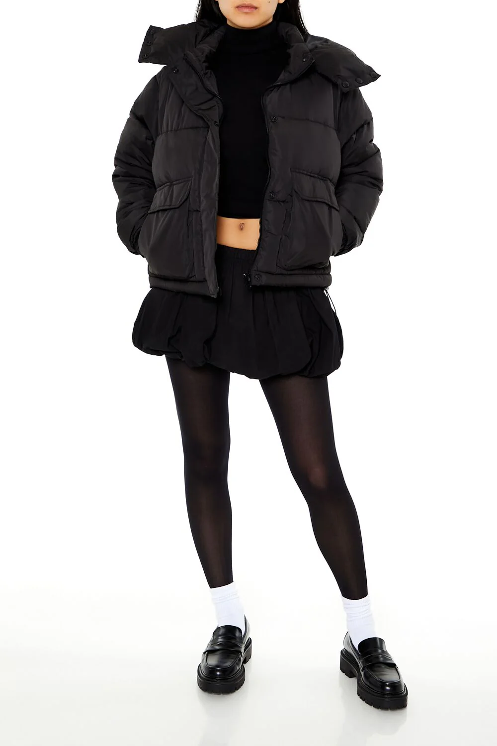 Hooded Drawstring Puffer Jacket - Image 2