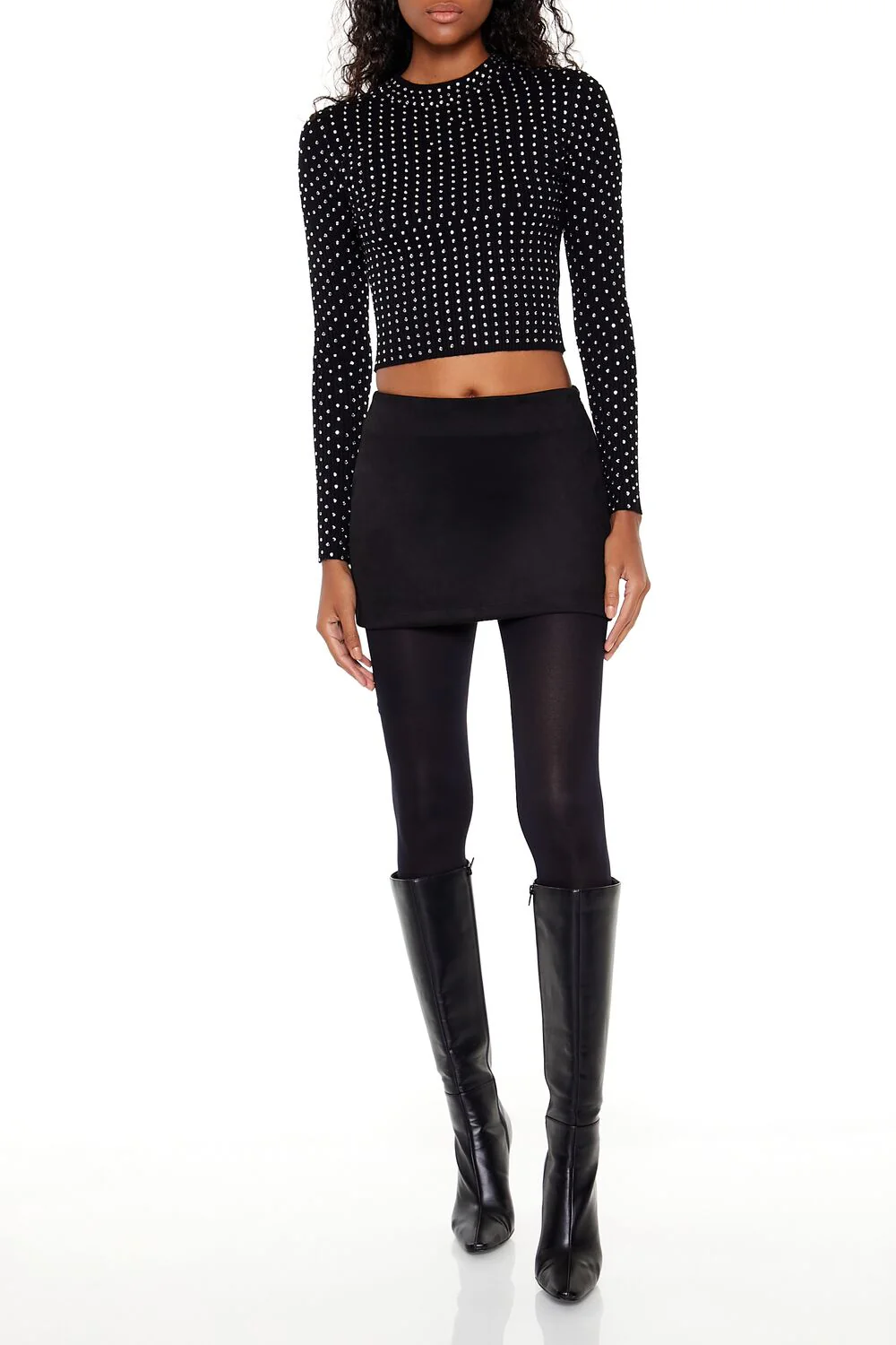 Rhinestone Cropped Sweater - Image 2