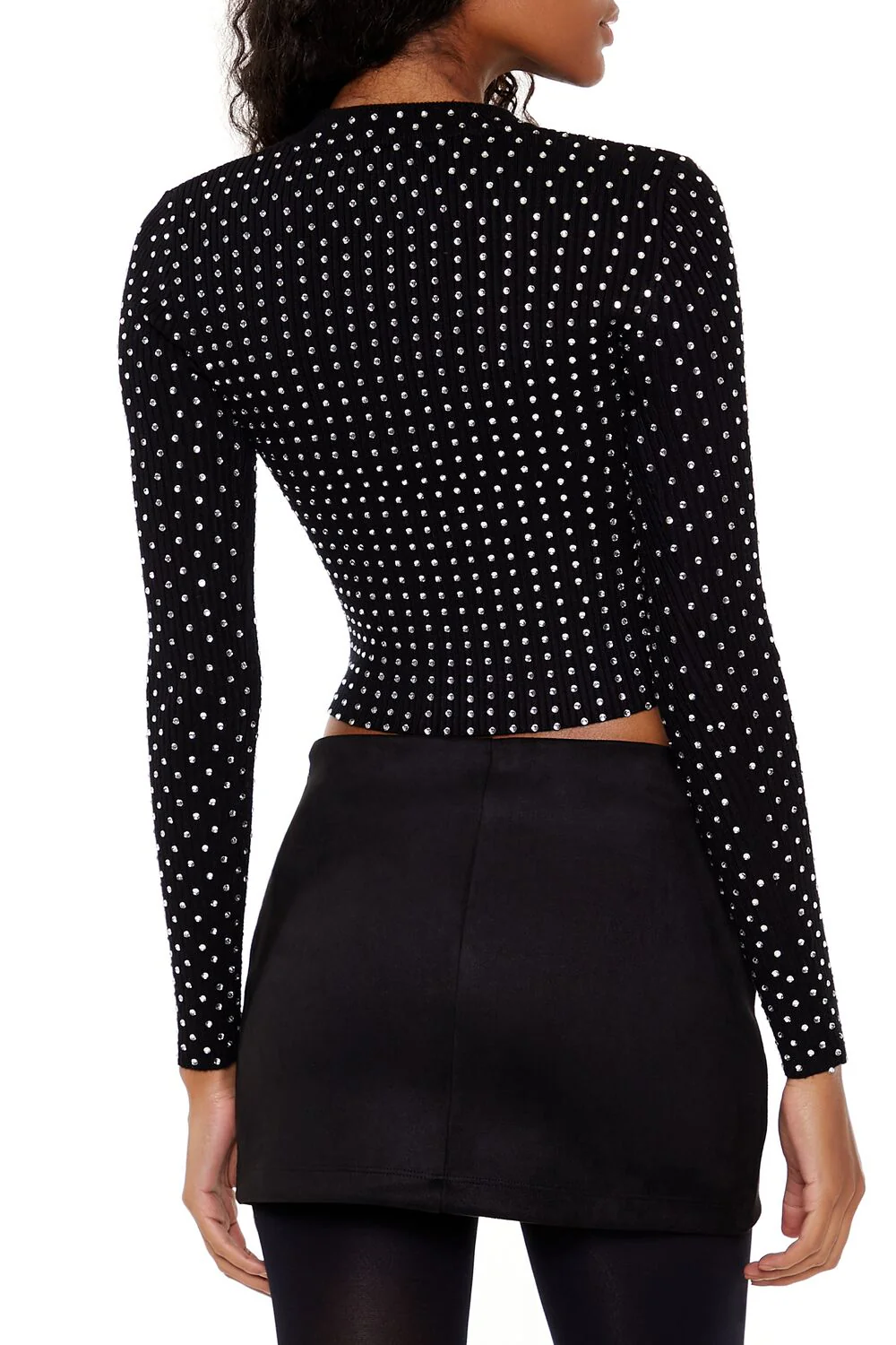Rhinestone Cropped Sweater - Image 5