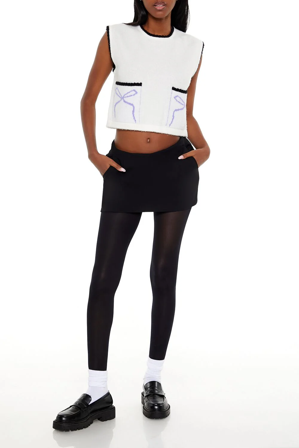 Cropped Bow Sweater Vest - Image 2