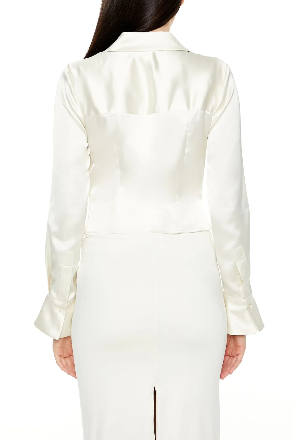 Satin Cowl Neck Long-Sleeve Top - Image 5
