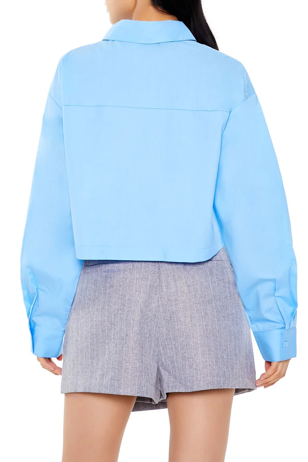 Cropped Faux Gem Poplin Shirt - Image 5