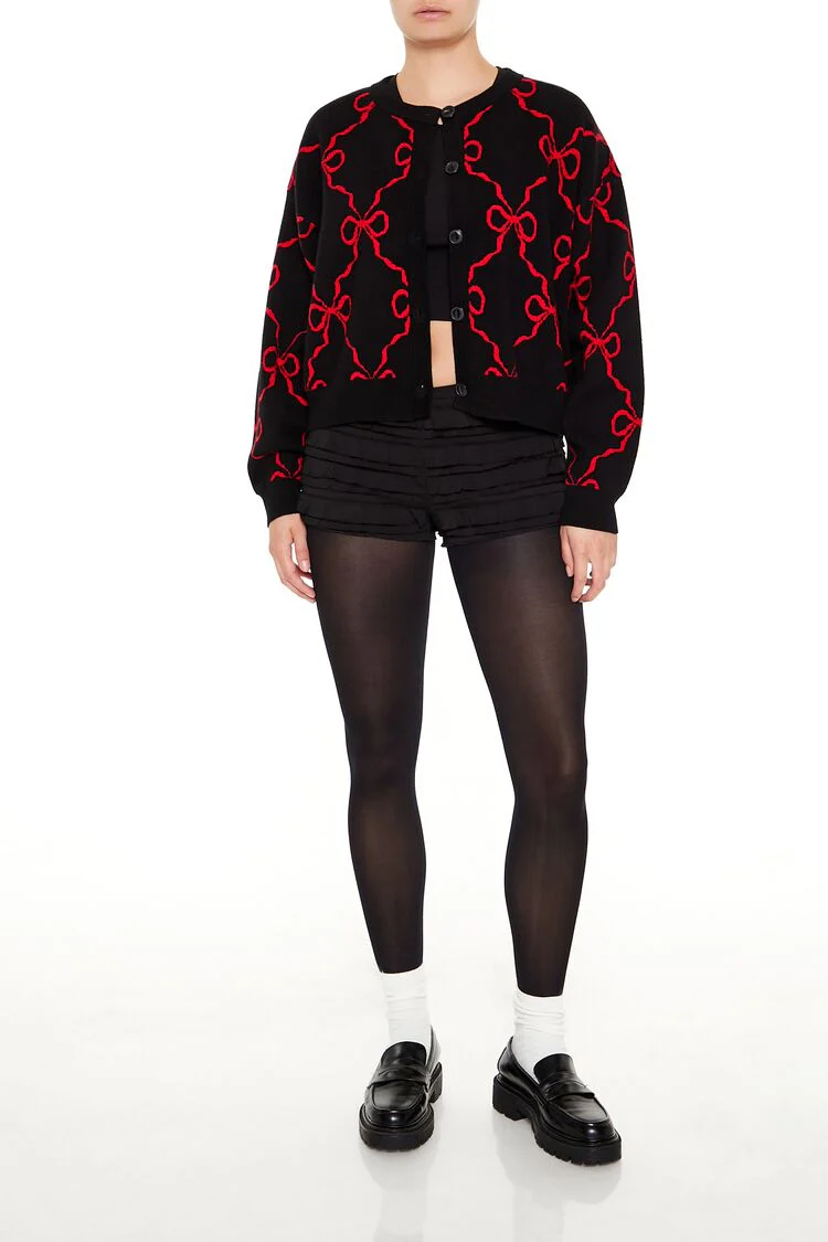 Bow Print Cardigan Sweater - Image 2