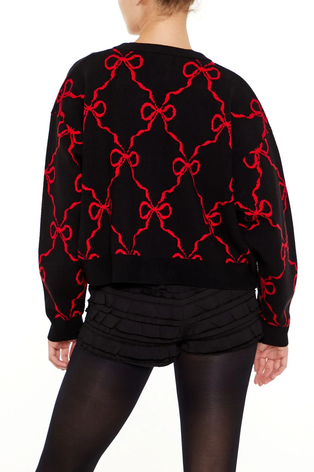 Bow Print Cardigan Sweater - Image 5