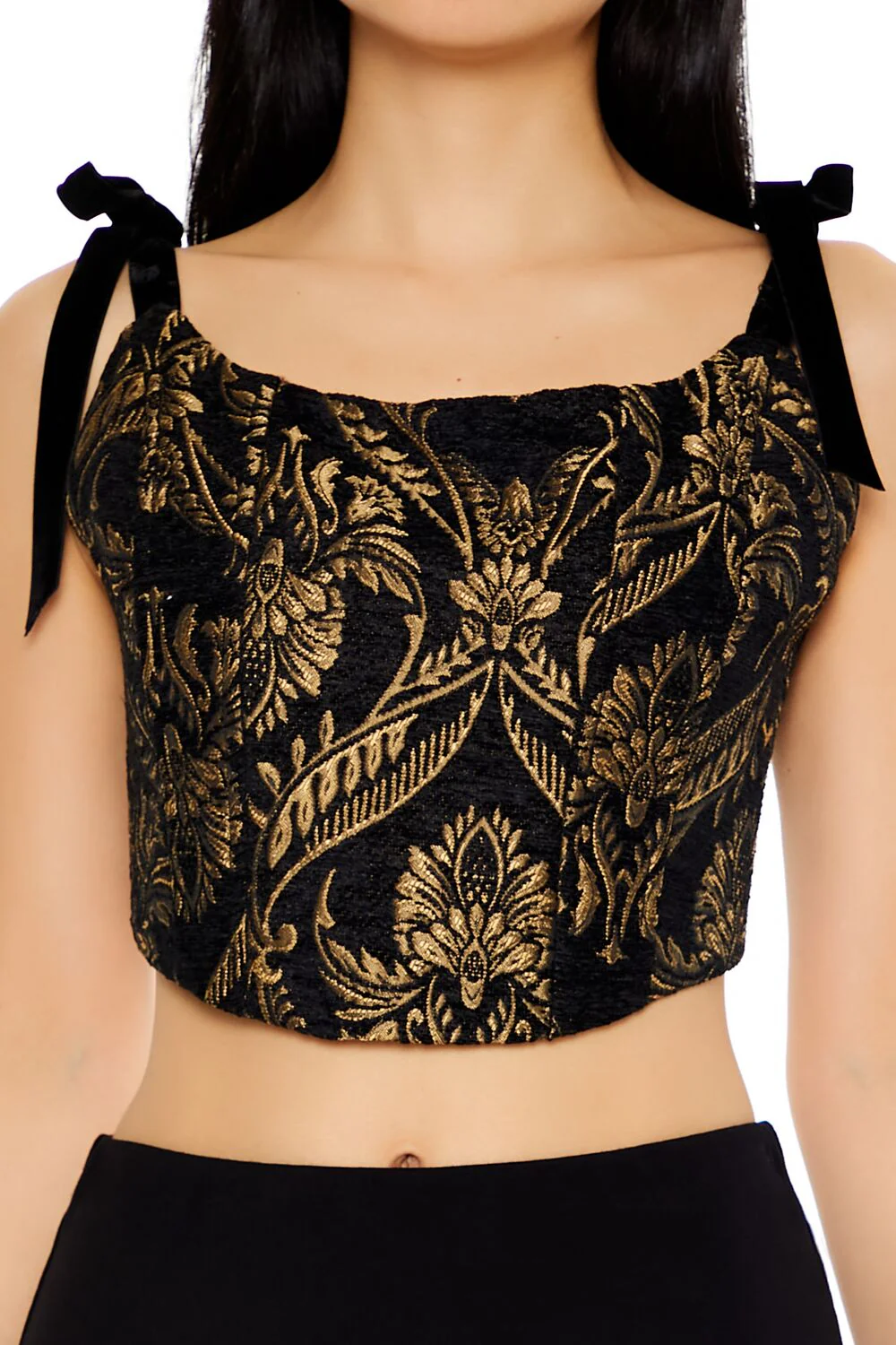 Jacquard Baroque Bustier Crop Top - Image 3