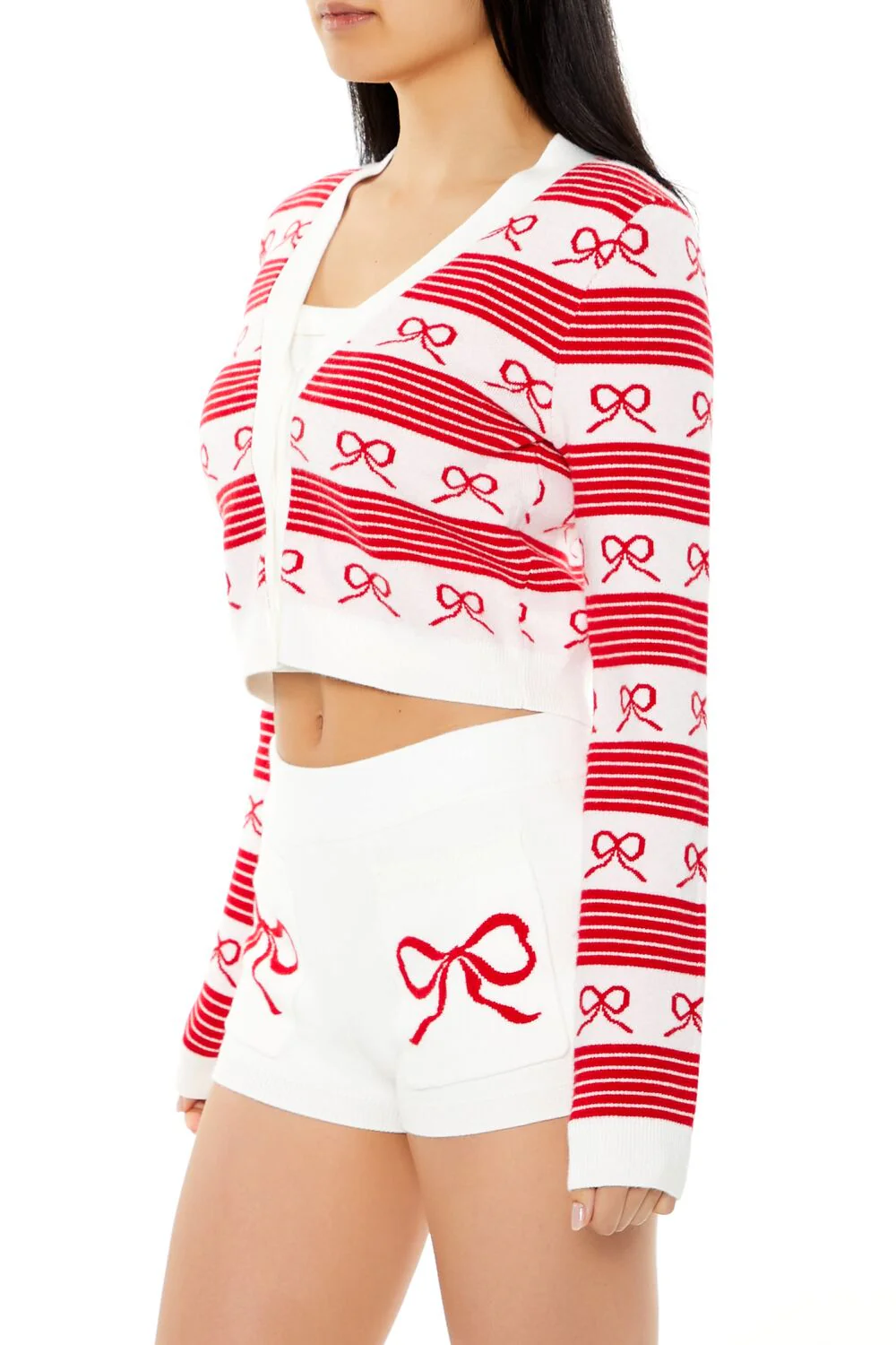 Striped Bow Cardigan Sweater - Image 4
