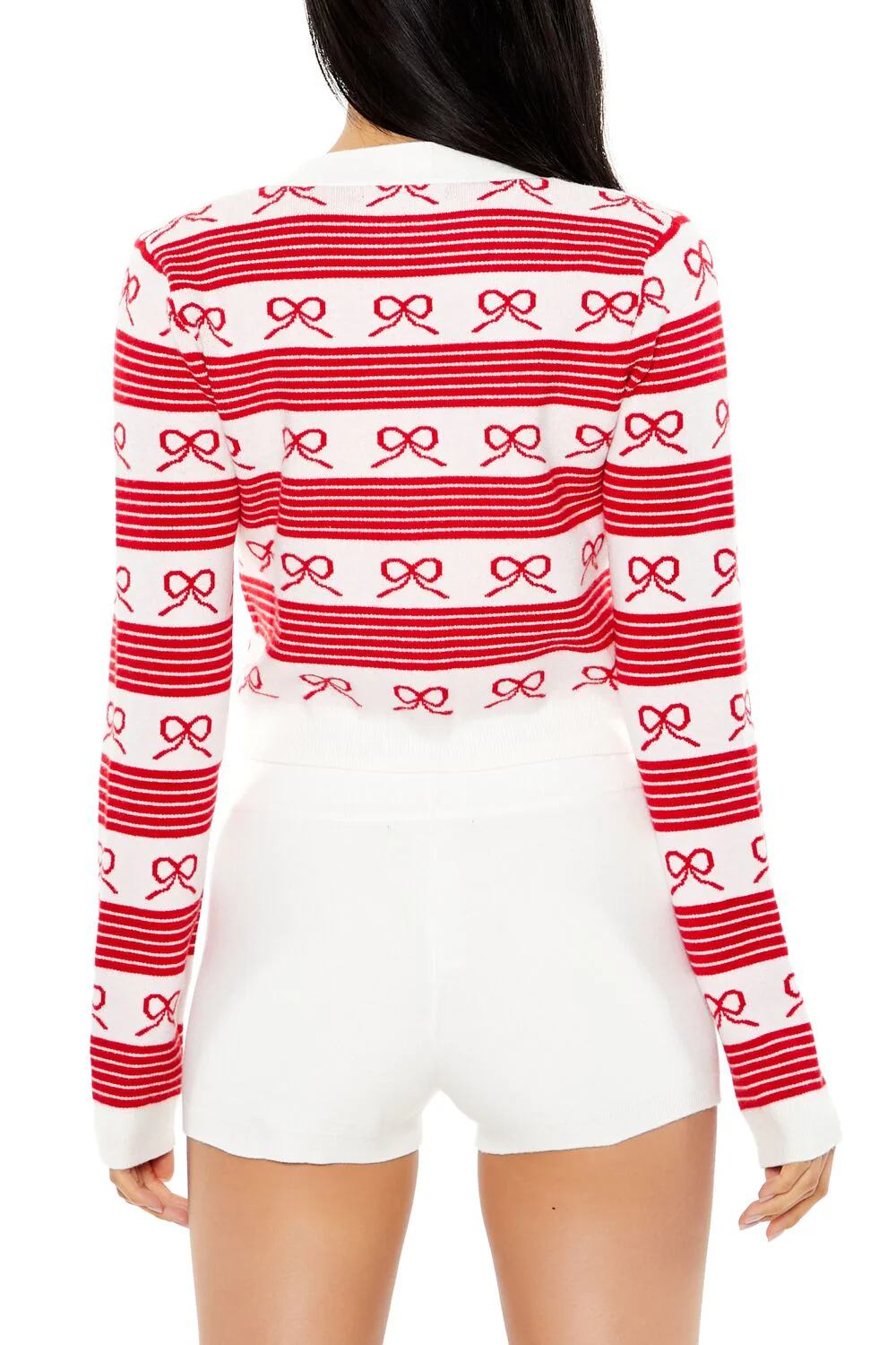 Striped Bow Cardigan Sweater - Image 5