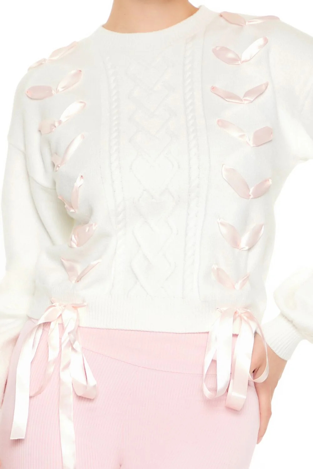 Ribbon-Trim Bow Sweater - Image 3