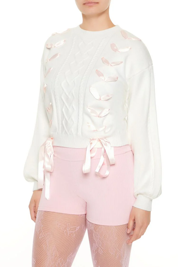 Ribbon-Trim Bow Sweater - Image 4