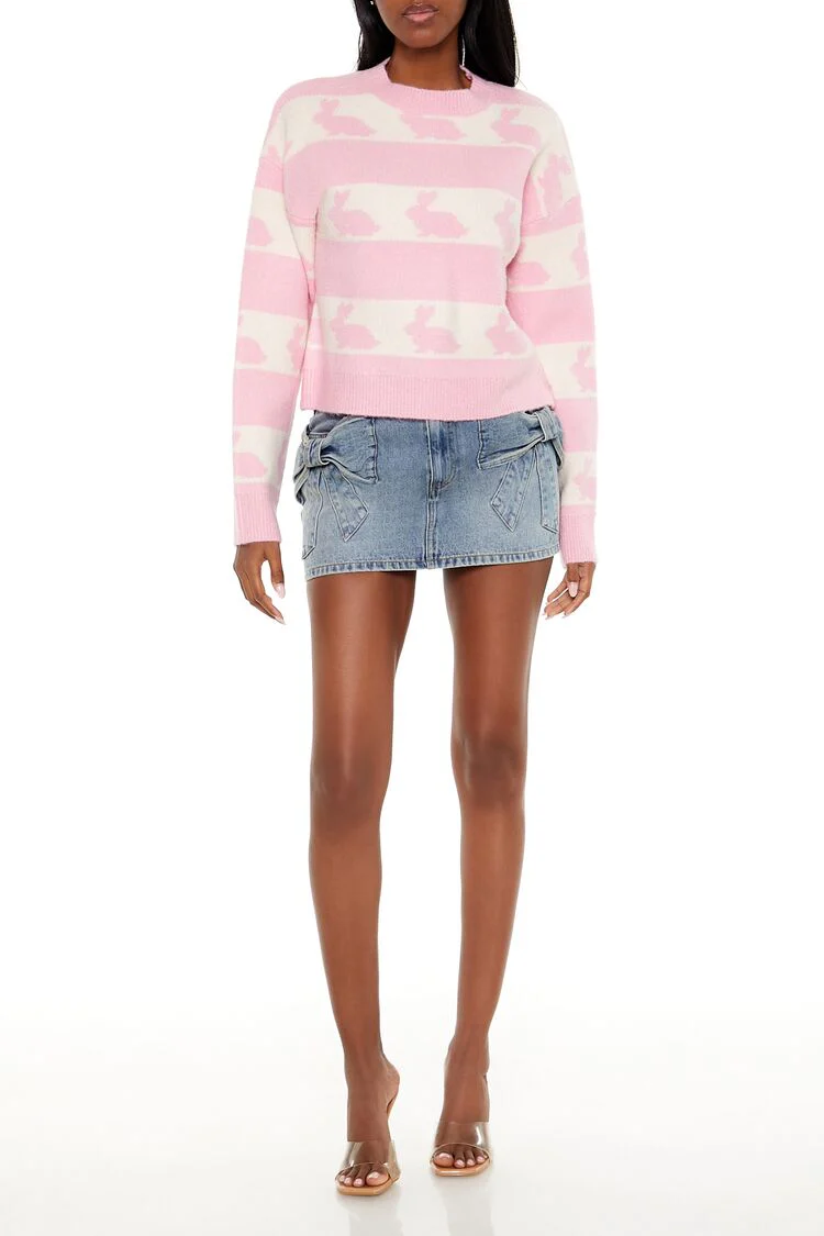 Striped Bunny Print Sweater - Image 2
