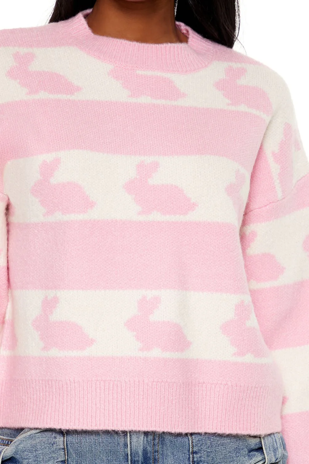 Striped Bunny Print Sweater - Image 3