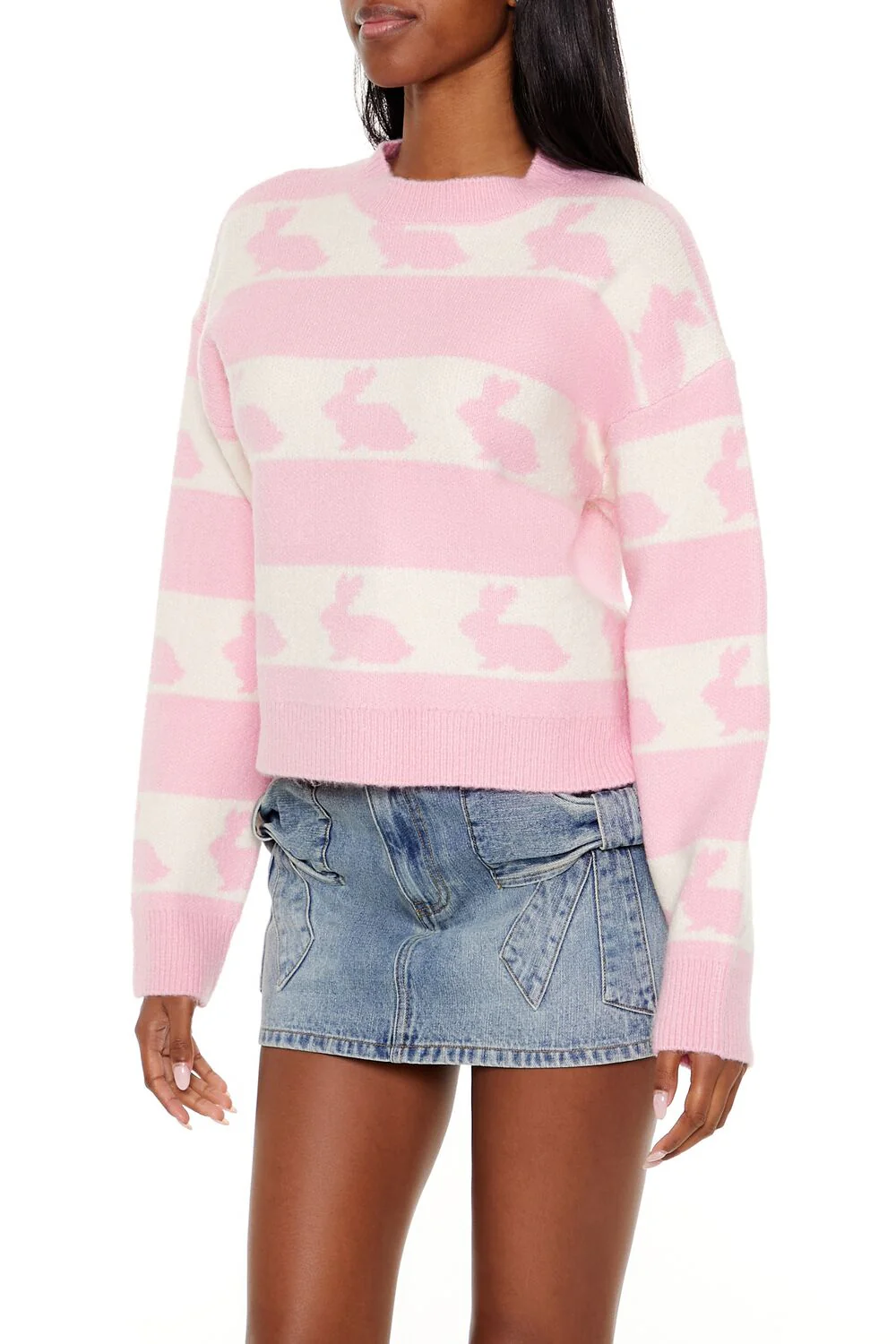 Striped Bunny Print Sweater - Image 4