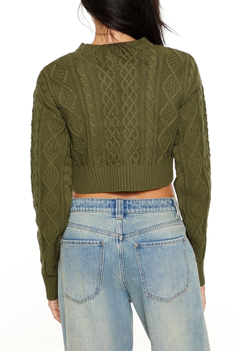 Cropped Cable Knit Sweater - Image 10