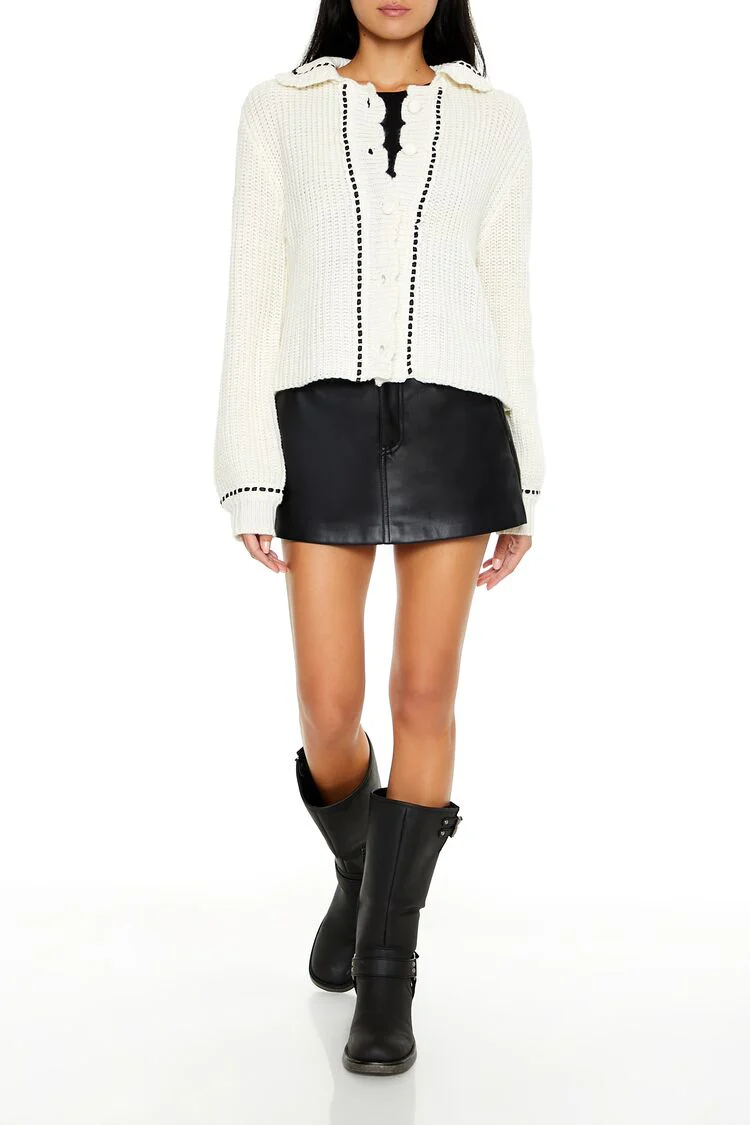 Stitched-Trim Cardigan Sweater - Image 2