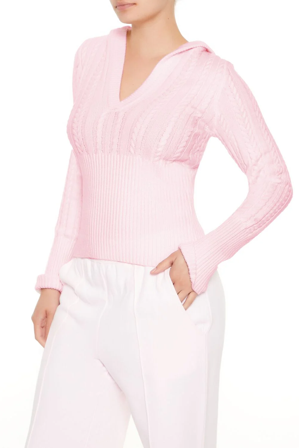 Hooded Cable Knit Sweater - Image 14
