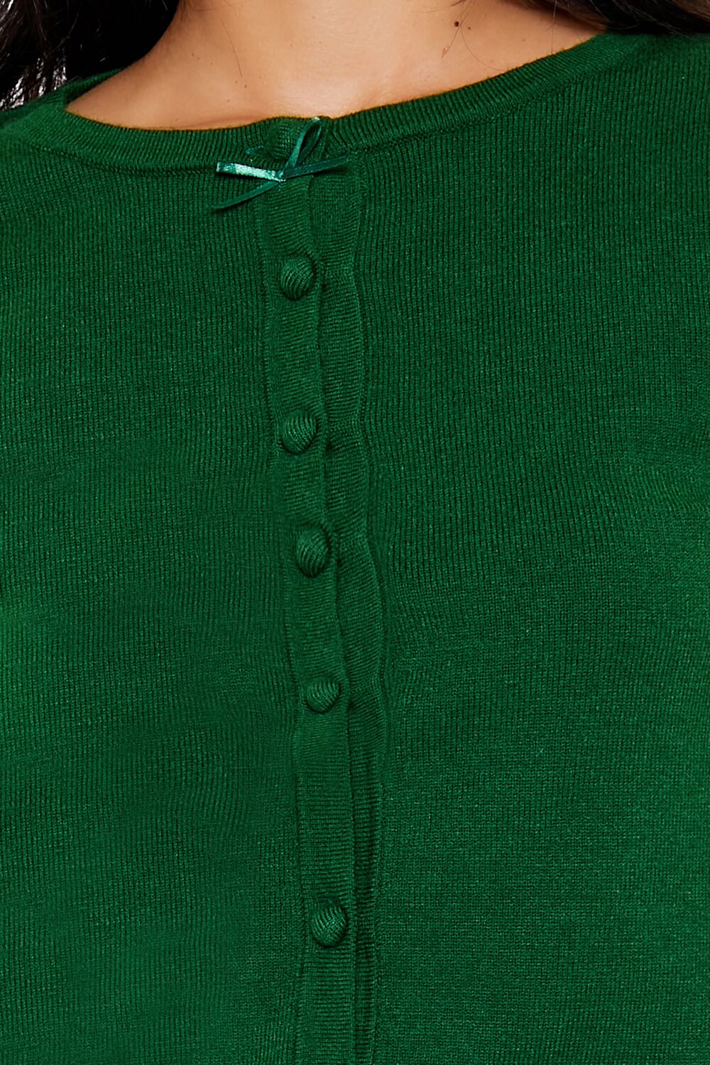 Bow Cropped Cardigan Sweater - Image 3