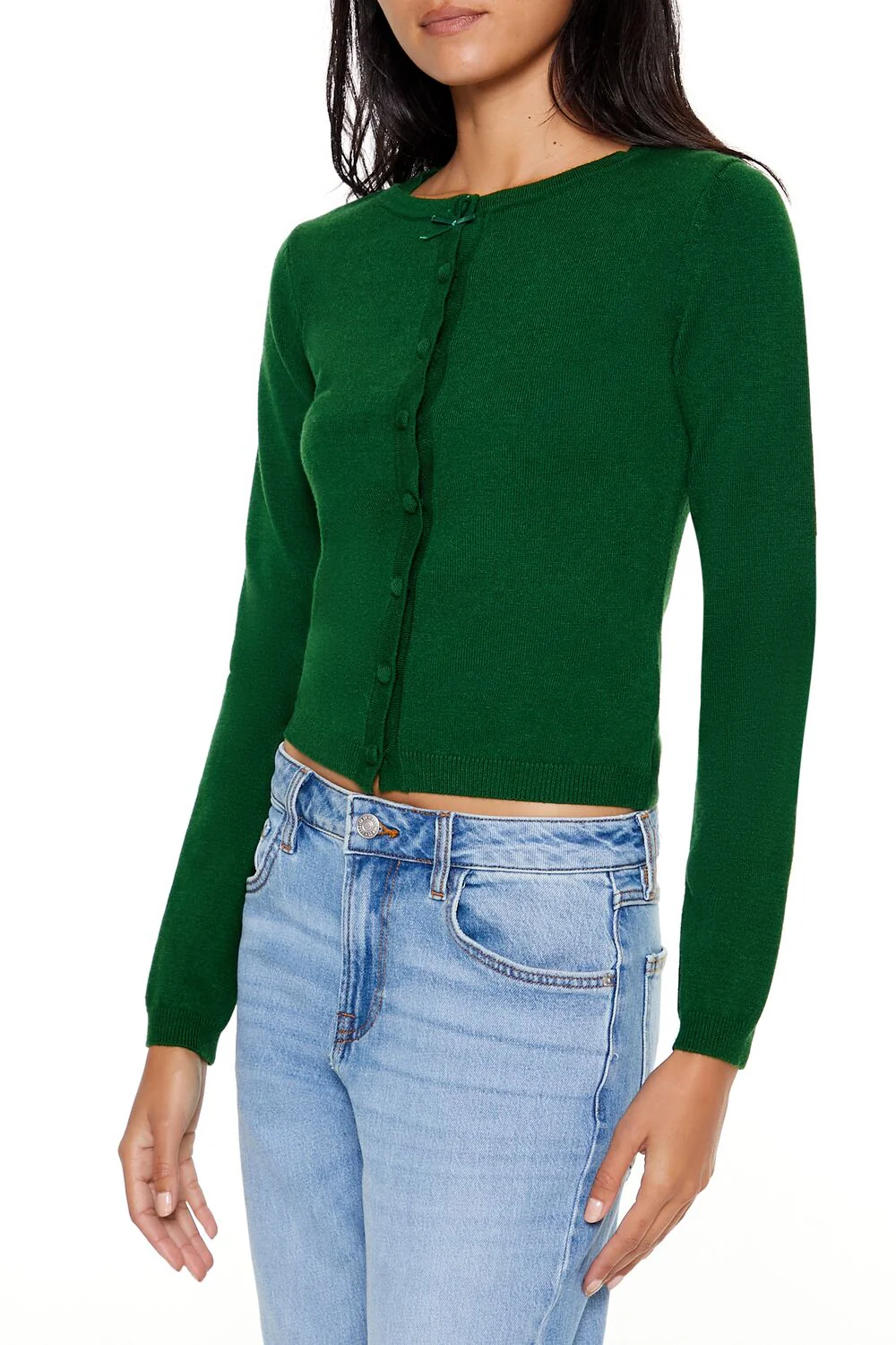 Bow Cropped Cardigan Sweater - Image 4