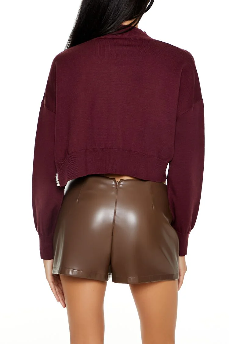 Faux Pearl-Trim Cropped Sweater - Image 10