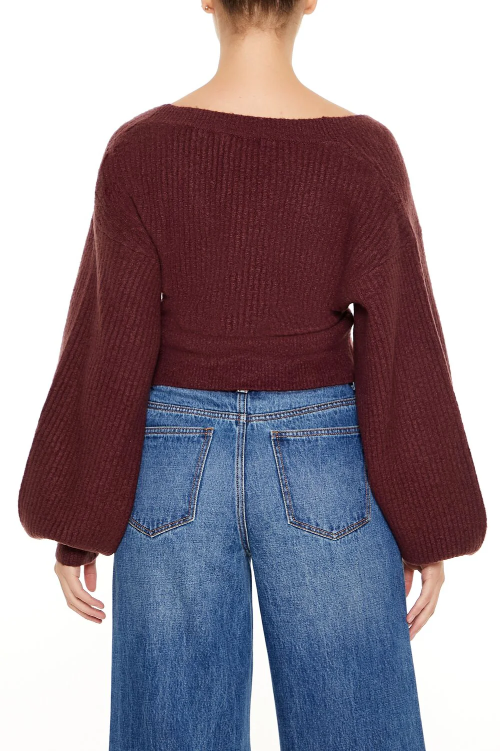 Peasant-Sleeve Surplice Sweater - Image 5