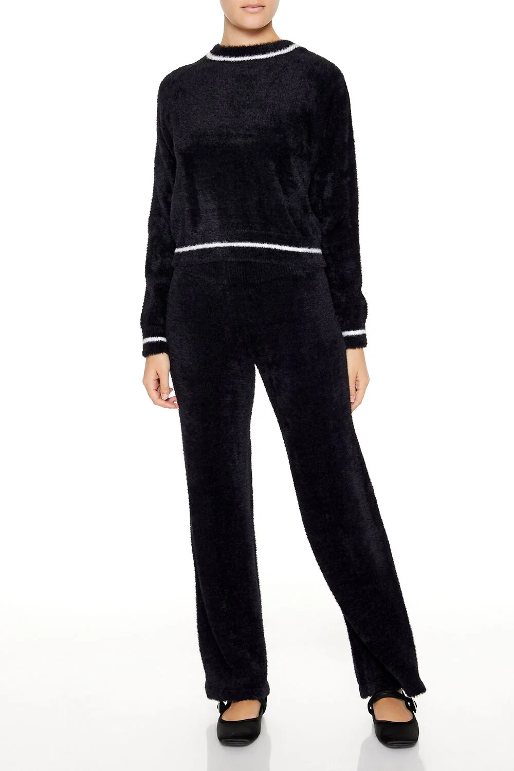 Two-Tone Fuzzy Knit Sweater - Image 2