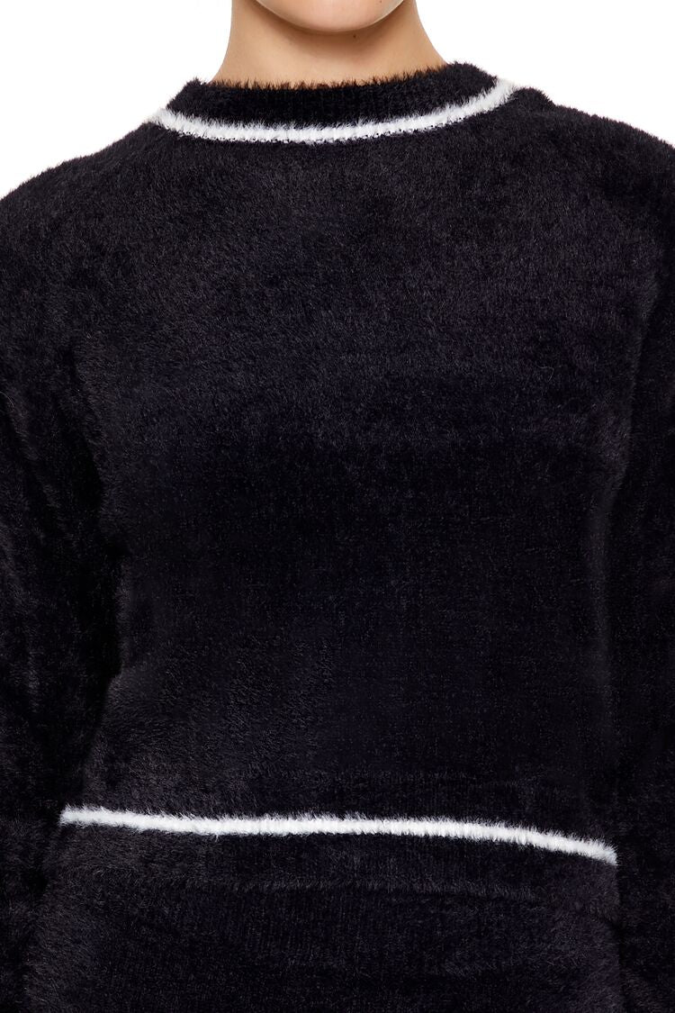 Two-Tone Fuzzy Knit Sweater - Image 3