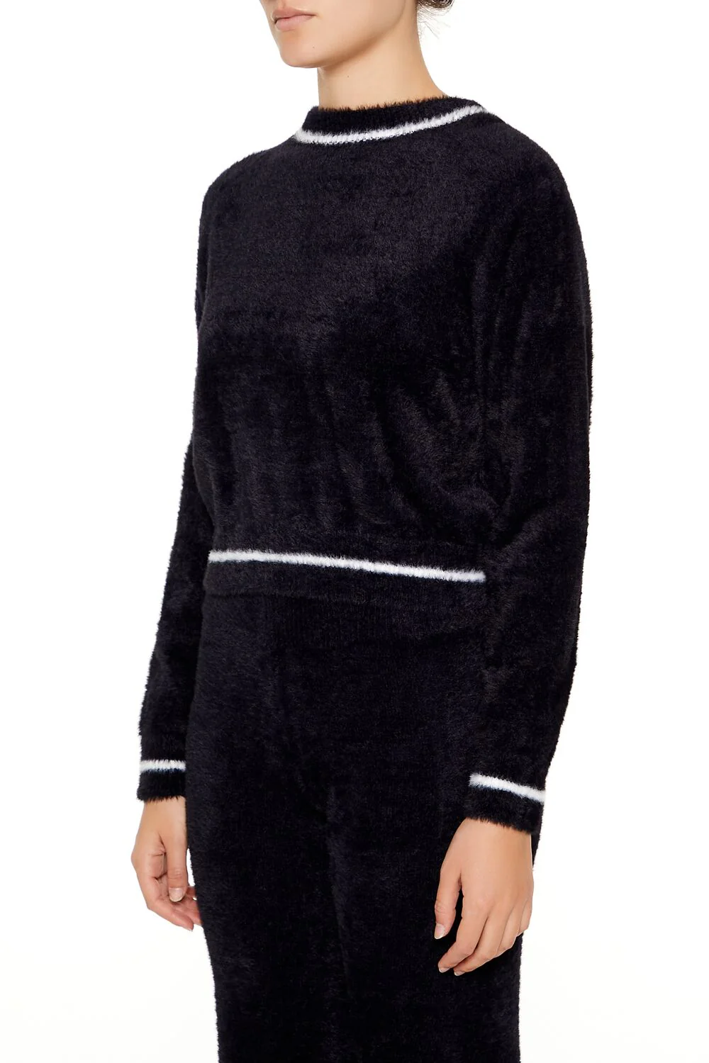 Two-Tone Fuzzy Knit Sweater - Image 4