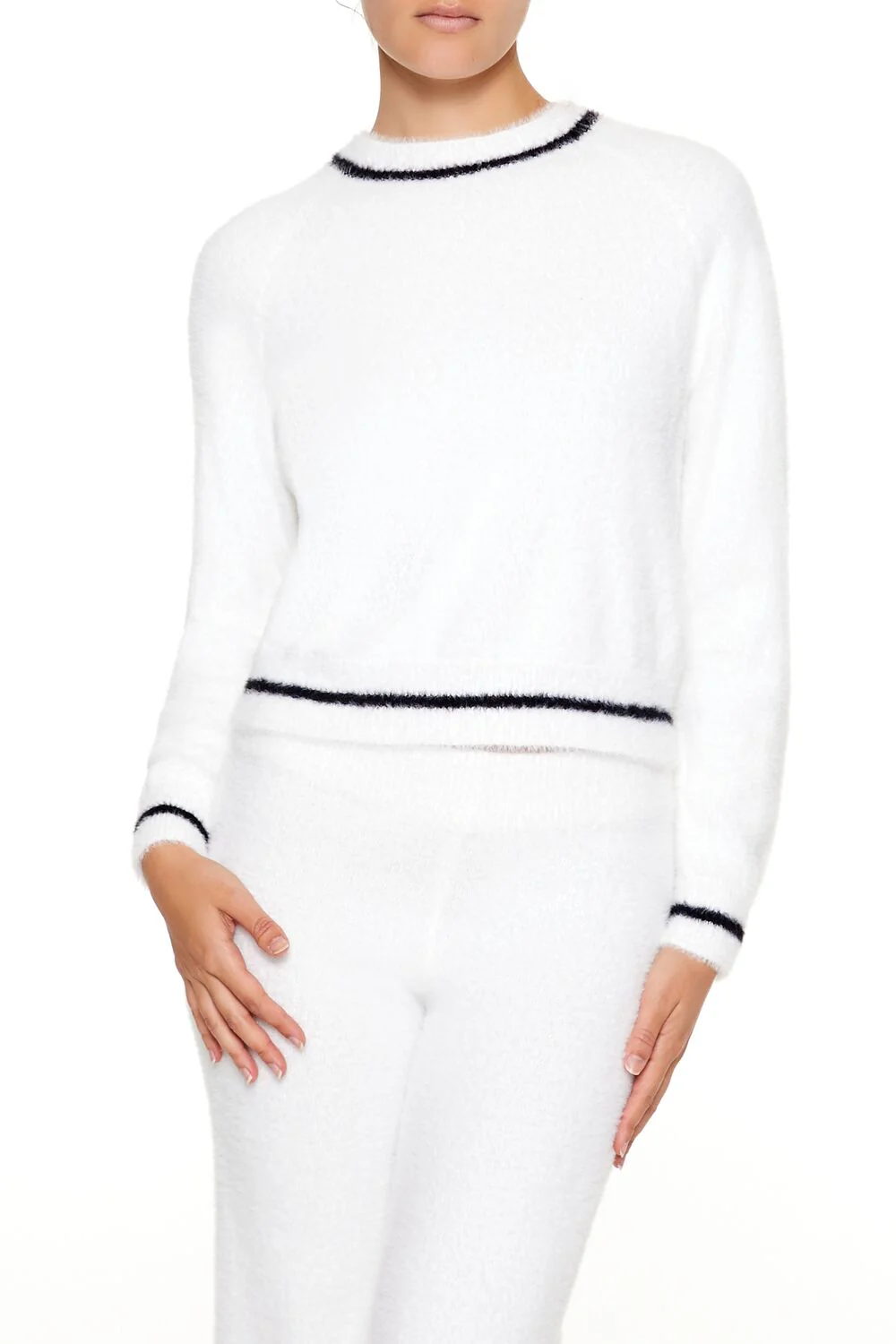 Two-Tone Fuzzy Knit Sweater - Image 6