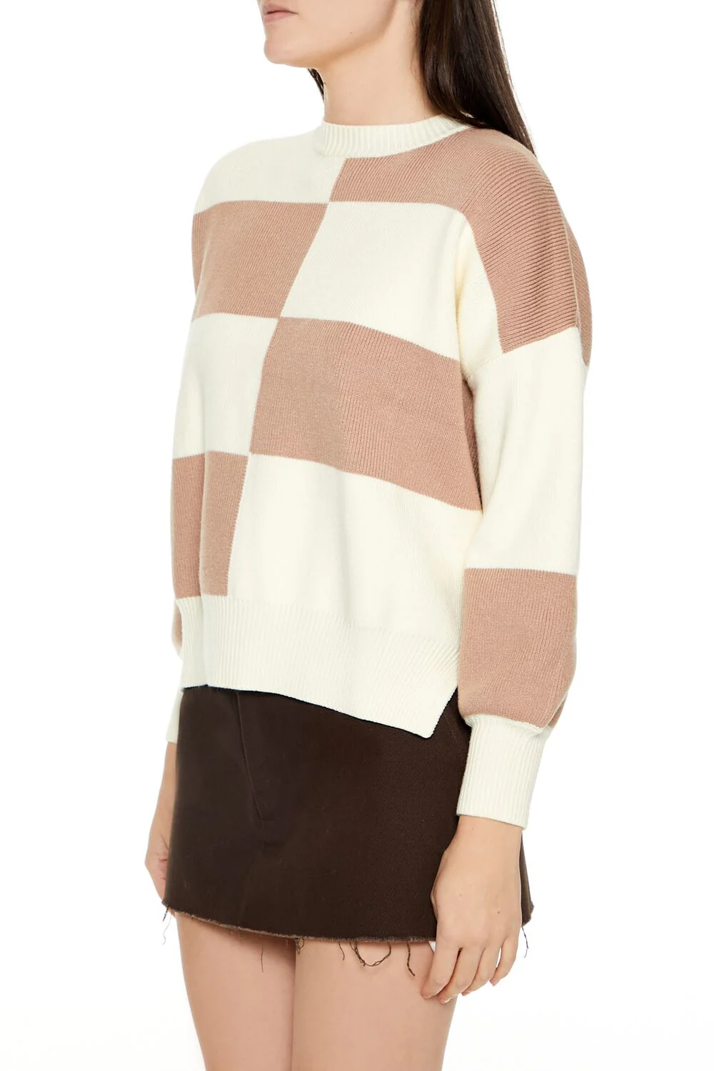 Checkered Round-Neck Sweater - Image 4