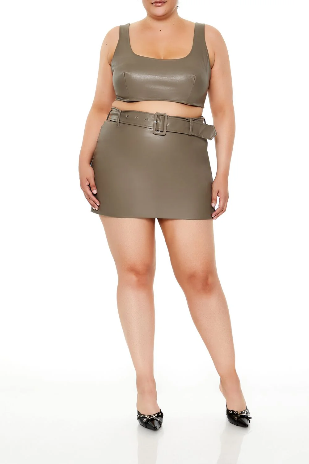 Plus Size Faux Leather Crop Top - Image 2